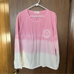 Ocean Drive Carmel California pink and white dip-dye long-sleeve t-shirt